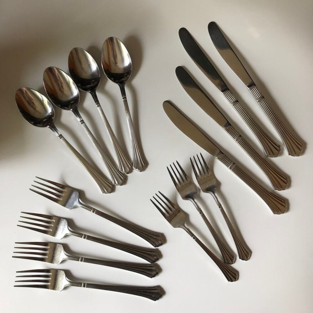 Estia DORIAN stainless ribbed glossy flatware bundle (15 pieces)